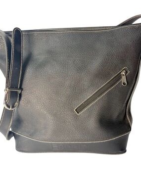 Vintage Esprit Charcoal Pebbled Faux Leather Crossbody Bag Y2K 90s Classic
